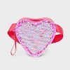 Girls' Heart Shaped Flip Sequin Crossbody Bag - Cat & Jack™ Pink: Adjustable Strap, Faux Patent, Structured - 4 of 4