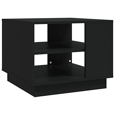 vidaXL Coffee Table Black 21.7"x21.7"x16.9" Engineered Wood