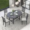 NicBex Round Dining Room Table Set for 4 Rustic Extendable Kitchen Table with MDF Tabletop and 4 Padded Chairs for Dining Room - 4 of 4