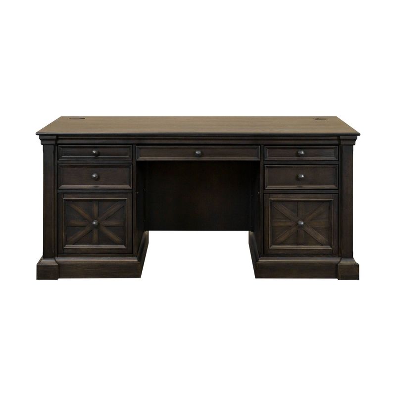 Kingston Traditional Wood Double Pedestal Executive Desk Dark Brown - Martin Furniture, 1 of 10