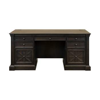 Kingston Traditional Wood Double Pedestal Executive Desk Dark Brown - Martin Furniture
