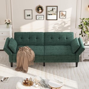 89" Futon Sofa Bed, Modern Convertible Sleeper Sofa with Adjustable Backrest & Armrest, Comfy Futon Couch Bed with 2 Pillows - 1 of 4