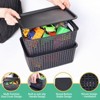 Aoibox Plastic Storage Baskets with Lids Stackable Storage Bins for Organizing Shelves Drawers Closet Office 8 Pack Black - 3 of 4