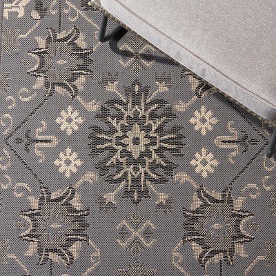 Grey and Cream Synthetic Easy Care Area Rug, 24" x 4"