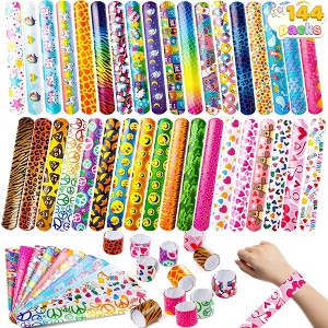 Joyfy 144Pcs Slap Bracelets Party Favors for Kids, Bulk Wristbands with 36 Designs for Easter Birthday Goody Bags Stuffers, Classroom Prizes Gifts - 1 of 4