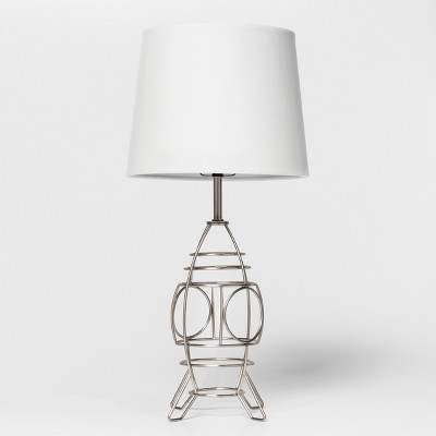Space Ship Wire Table Lamp Silver 