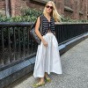Coolmee Women's Sleeveless Striped Sweater Vests V Neck Front Tie Bow Crochet Knit Tank Tops Casual Loose Cardigan Cropped Vests L White Stripes - 4 of 4