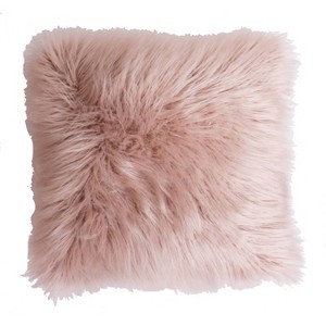 Keller Faux Mongolian Reverse to Micromink Pillow Pink - Décor Therapy