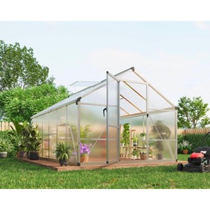 homfan Greenhouse for Outdoors,Polycarbonate Greenhouse with Roof Vent, Aluminum Walk-in Greenhouse for Outside Garden Backyard, Patio, Lawn - 1 of 4