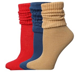Tipi Toe Womens 3 Pairs Slouch Socks Knee High Classic Trio MultiColors Warm Cozy Crew Cotton Scrunch Socks - 1 of 1