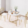 Dining Table Set for 2, Tabletop with Strong Metal Frame and Chairs with Seat & Backrest - 3 of 4