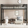 TUYOHW Metal Loft Bunk Bed with Dual Ladders & Guardrails,Multiple Sizes Loft Bed Frame with Open Under-Bed Space for Dorms,Bedrooms,Black - 2 of 4