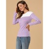 INSPIRE CHIC Women's Color Block Round Neck Long Sleeves Striped Basic T-Shirt - 4 of 4