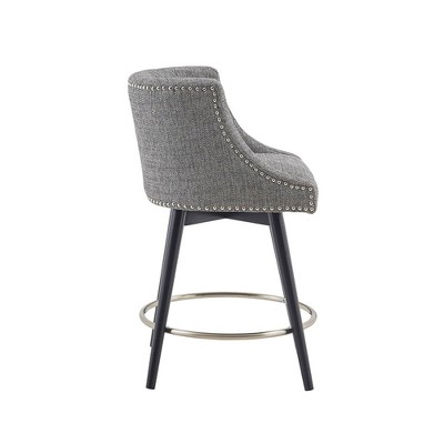 Mateo Gray Wood and Metal Swivel Counter Stool