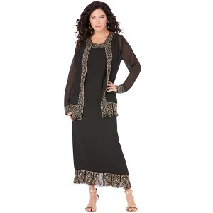 Roaman's Women's Plus Size Beaded Skirt Set - 1 of 4