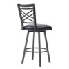 30" Fargo Counter Height Barstool Metal Barstool in Mineral Finish with Faux Leather Black - Armen Living: Upholstered Low Back, Fixed Height - 4 of 4