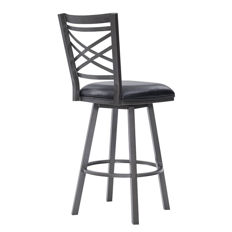 30&#34; Fargo Counter Height Barstool Metal Barstool in Mineral Finish with Faux Leather Black - Armen Living, 5 of 9