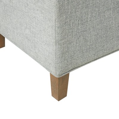 Soft Blue 48" Upholstered Storage Bench with Wood Legs