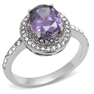 Slickblue Polished Stainless Steel Ring for Women with Synthetic Amethyst CZ, Size 5-10 - 1 of 4