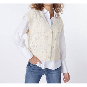 Women's Pointelle Knit Sweater Vest - ESQUALO - 1 of 4