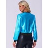 Allegra K Women's Holographic Fashion Stand Collar Metallic Lightweight Zip Bomber Jacket - 4 of 4