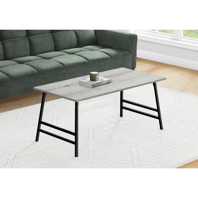 Sleek Gray Laminate and Black Metal Rectangular Coffee Table