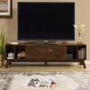 TV Stand for TVs Up to 75", Entertainment Console Table with Storage Shelves, Rattan Doors for Living Room or Media Room-Maison Boucle - 3 of 4