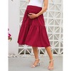 Women's High Elastic Empire Waist Maternity Skirt Summer Casual Floral Pleated Swing A Line Flowy Midi Skirts with Pockets - 2 of 4