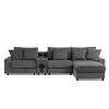 114''W Corduroy L-Shaped Sectional Sofa with Bluetooth Speakers, USB Charger, Cup Holders and Ottoman - ModernLuxe - 2 of 4