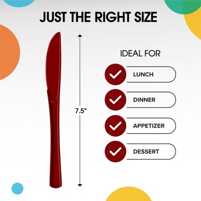 Burgundy Heavy-Duty Plastic Disposable Cutlery Set - 150 Pieces