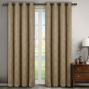 Egyptian Linens Bella Blackout Weave Paisley Grommet Curtain Panels (Set of 2) - 1 of 4