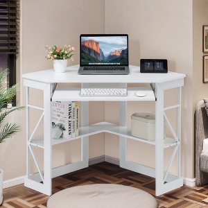 VECELO 41 in Corner Computer Desk with Storage Shelves & Charging Station, Gamer Desk, Modern Computer Desk for Home Office Workstation - 1 of 4