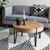 Storied Home Round Reclaimed Wood Side Coffee Table with Sturdy Metal Legs Black/Natural: 4 Point Leg Base, Beige Top - 2 of 4