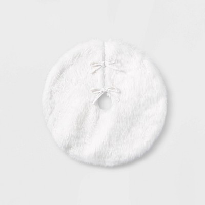 Mini 18" Faux Fur Christmas Tree Skirt Cream - Wondershop™