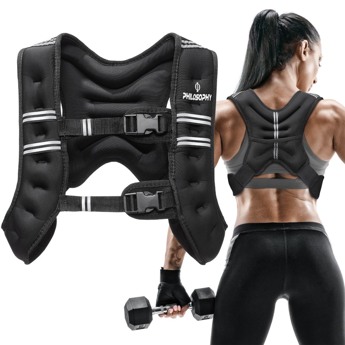 Philosophy Gym Weighted Workout Vest, Strength Training Fitness Body Weight Vest - thumbnail 2
