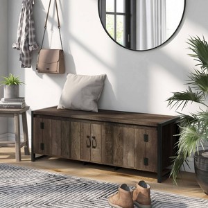 Shash Farmhouse Storage Bench Reclaimed Oak - miBasics - 1 of 4