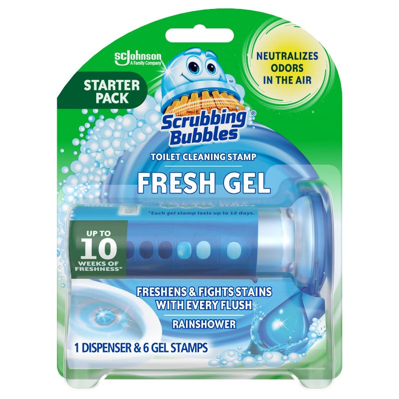 Scrubbing Bubbles Rainshower Scent Fresh Gel Toilet Cleaning Stamp, 1 of 13