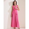 INSPIRE CHIC Women's Summer Outfits V Neck Sleeveless Button Vest Maxi Pleated Skirts Set 2 Pieces - 3 of 4
