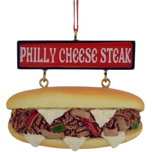 Kurt Adler Philly Cheese Steak Sandwich with Sign Ornament 2.5 - 1 of 4