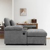 Oversized Chenille Fabric Modern Accent Chair with Ottoman, Sofa Bed, Cupholders, USB Ports, Storage Armrest and Cushions - 2 of 4