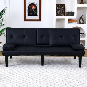 NicBex Modern Leather Tufted Loveseat Sofa Couch with Foldable Cup Holder & Sturdy Legs,2-Seat Lounge Sofa for Living Room,Apartment - 1 of 4