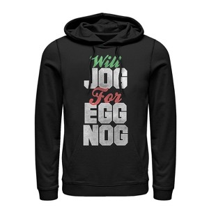 Women's CHIN UP Christmas Jog for Egg Nog Pull Over Hoodie - 1 of 3