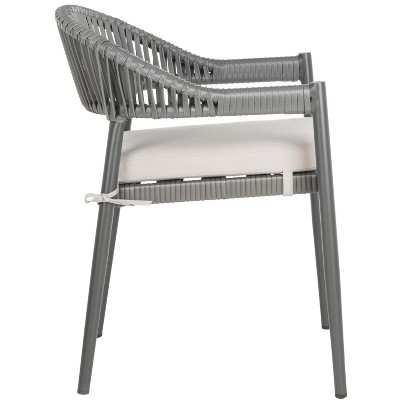 Greer Gray Aluminum Rope Dining Chair with Cushions