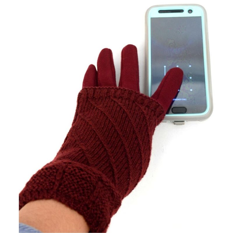 Women's Double Layer Knitted Touch Screen Winter Gloves, 4 of 6