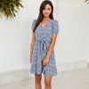 Anna-Kaci Women's V-Neck Button Front Dress with Tie Waist and Tiered Skirt - 3 of 4