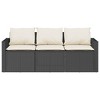 vidaXL Patio Sofa with Cushions 3-Seater Black Poly Rattan - 4 of 4