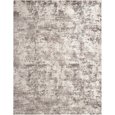 Stone Gray Abstract Synthetic 8' x 10' Rectangular Area Rug