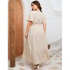 BLUEMING Plus Size Womens Dresses Floral Surplice A-Line Maxi Dress Waist Belted Floral Maxi Dress Wasit Tie Bell Sleeve Dress - 2 of 4