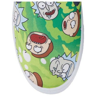 Rick and Morty Mens Rick and Morty Shoes - Mens Rick and Morty Slip On Sneakers - Rick & Morty Canvas Slip On Sneakers (Green, 10) — фото 4