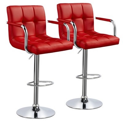 Yaheetech 2pcs Swivel Adjustable Bar Stools with Large Steel Pedestal Base for Bar Counter
